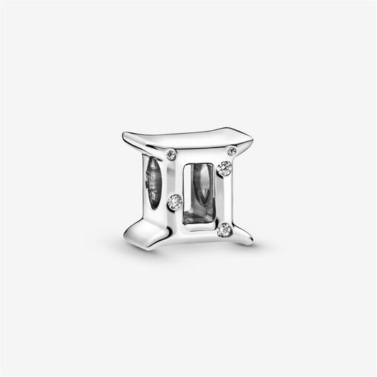 S925 Sterling Silver Sparkling Gemini Zodiac Charm