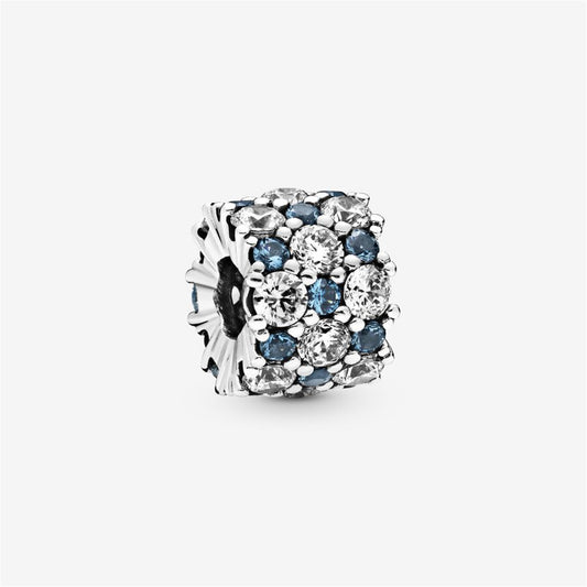 S925 Sterling Silver Blue and Clear Sparkle Charm