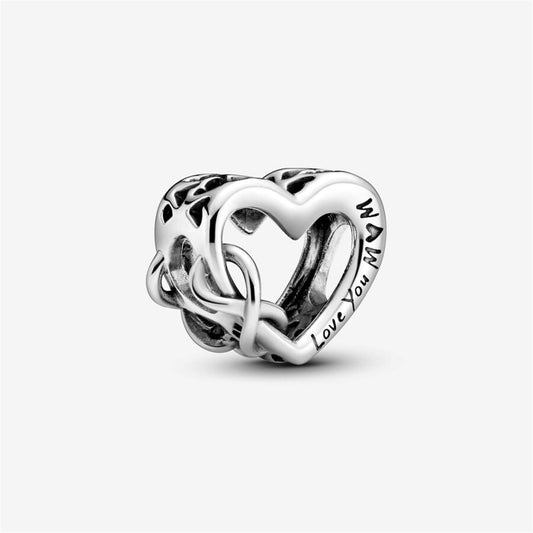 S925 sterling silver Love You Mom Infinity Heart Charm