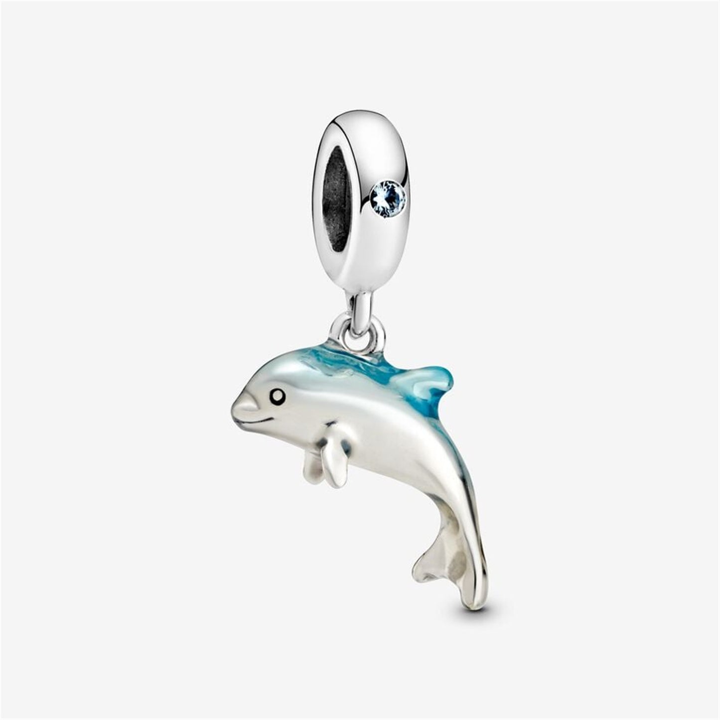 S925 Sterling Silver Shimmering Dolphin Dangle Charm