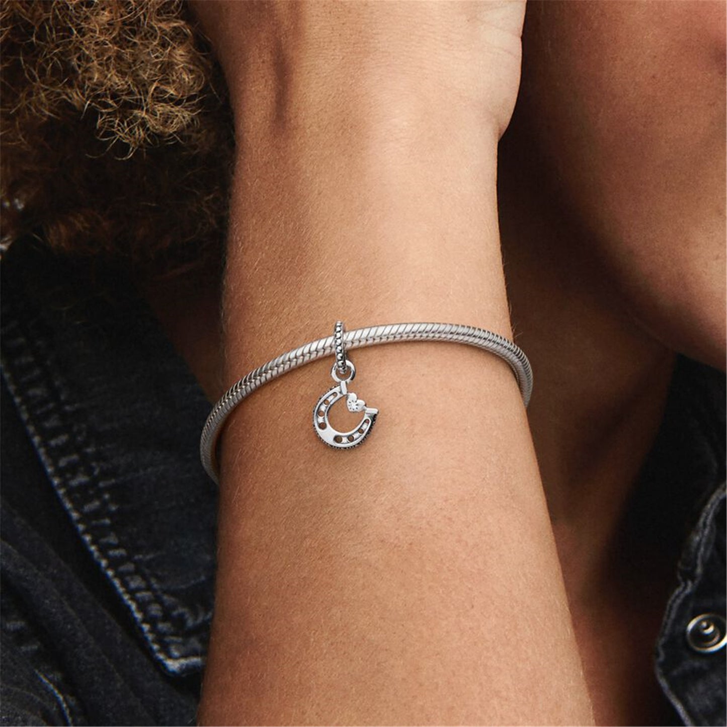 S925 Sterling Silver Good Luck Horseshoe Dangle Charm