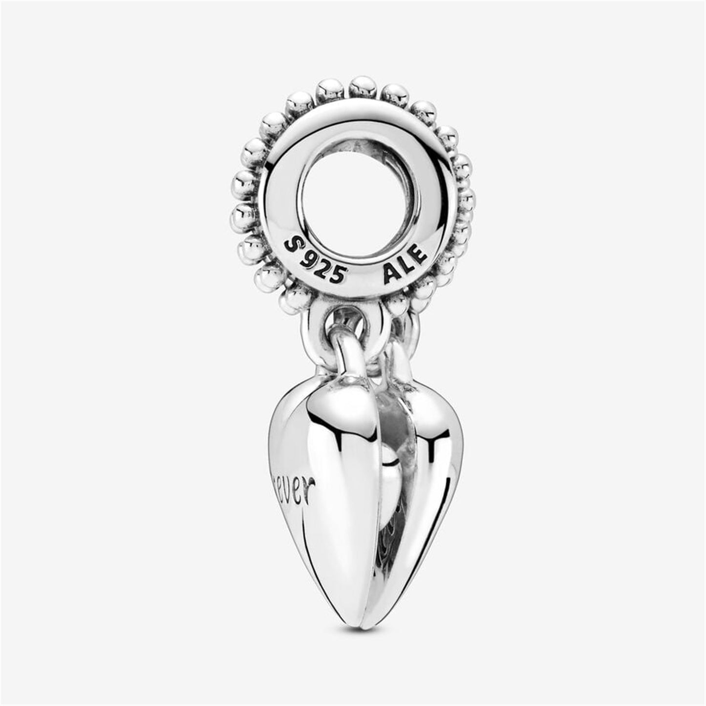 S925 Sterling Silver Aunt & Niece Split Heart Dangle Charm