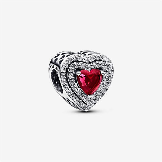 S925 Sterling Silver Sparkling Levelled Heart Charm