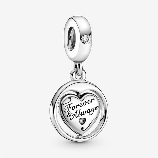 S925 Sterling Silver Spinning Forever & Always Soulmate Dangle Charm