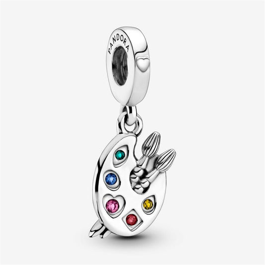 S925 Sterling Silver Artist's Palette Dangle Charm