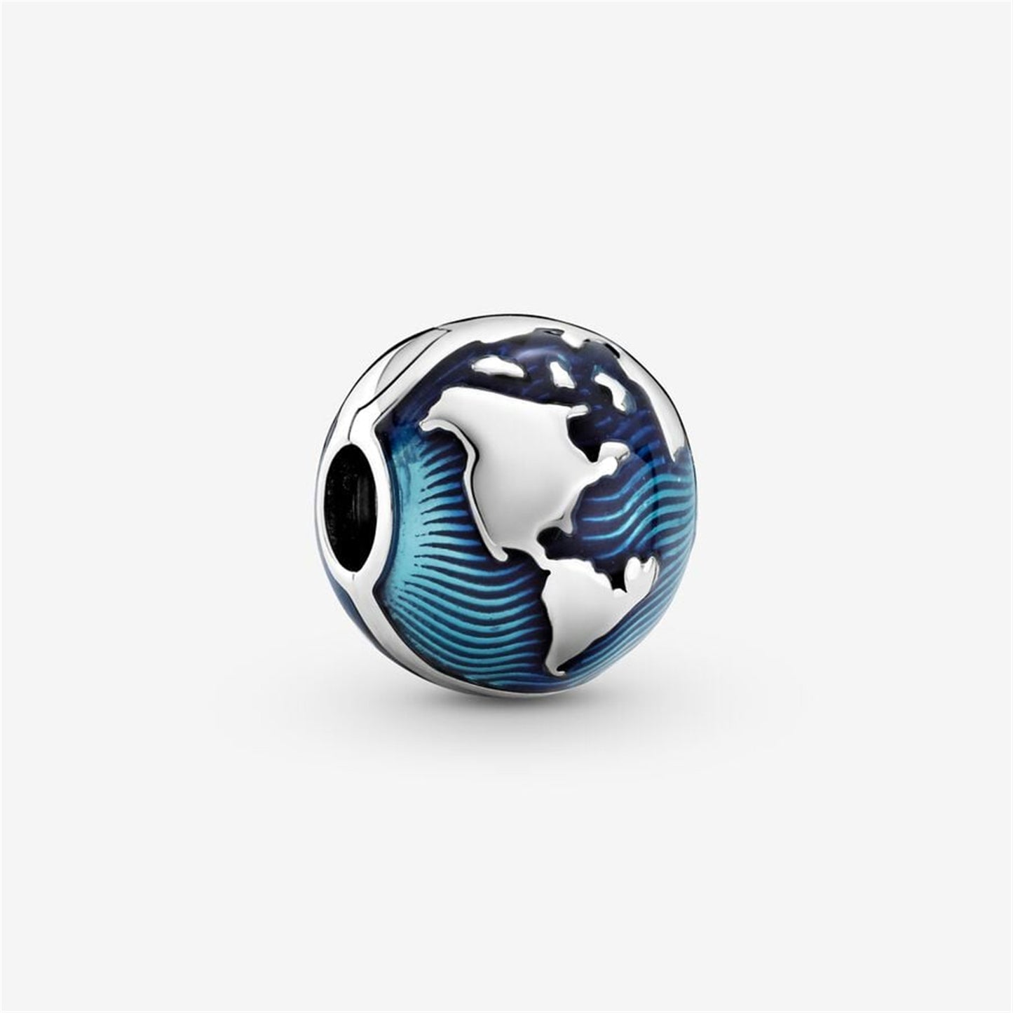 S925 Sterling Silver Blue Globe Clip Charm