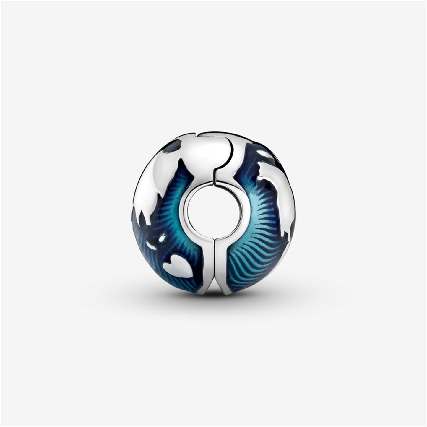 S925 Sterling Silver Blue Globe Clip Charm