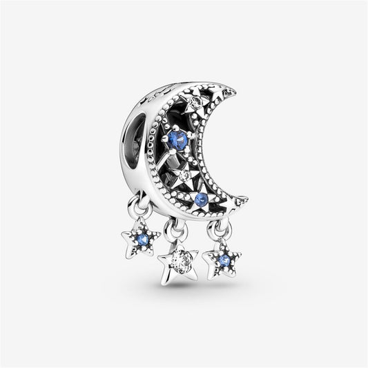 S925 Sterling Silver Star & Crescent Moon Charm