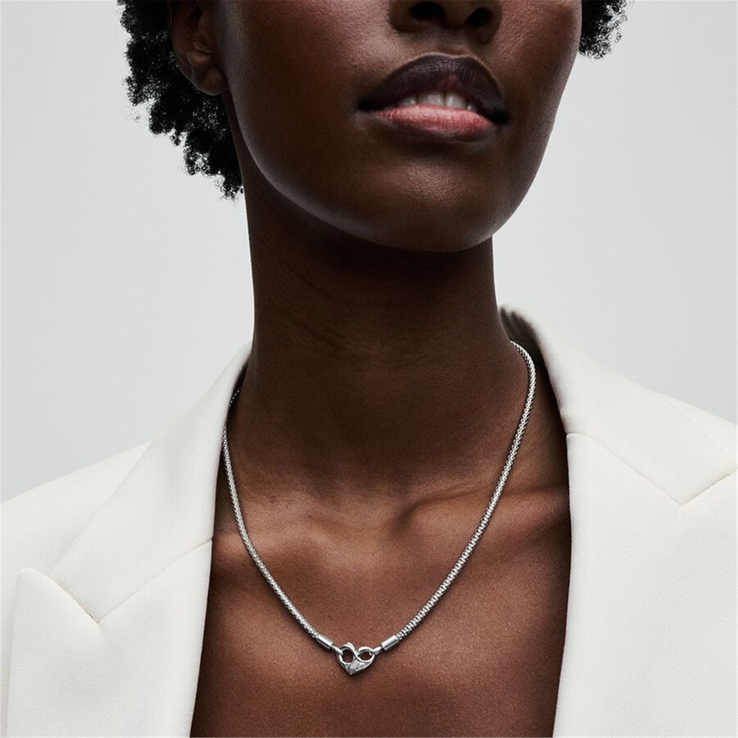 S925 Sterling Silver Moments Studded Chain Necklace